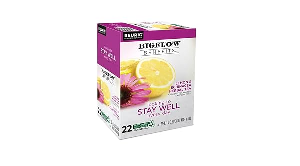 BIGELOW BENEFITS LEMON & ECHINACEA HERBAL TEA K-CUP PODS, 22 COUNT