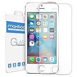 iPhone SE Screen Protector, Maxboost iPhone SE 5S 5 5C Glass Screen Protector [Tempered Glass] 0.2mm Ballistics Glass and Work with Most Protective Case - Clear 1 Pack