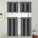 NICETOWN Kitchen Curtains Tiers Sets for Windows - Thermal Insulated Home Decor Blackout Grommet Window Treatment Drapes for Camper RV (29W by 36L with 1.2 inches Header, Grey, 1 Pair)