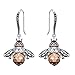 EleQueen 925 Sterling Silver Vintage Inspired Brown Crystals Queen Bee Earrings for Women Girls