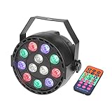 GBGS RGBW Par Up Lighting Slim Par LED Light DJ DMX Color Mixing 8CH Can Background Stage Sound Activated Stand Lamp 12 LEDS for Wedding KTV Bar Pub (1 Pack)