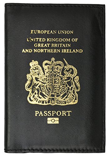 Genuine Leather Passport Wallet Credit card Holder with British Emblem Imprint for International Travel