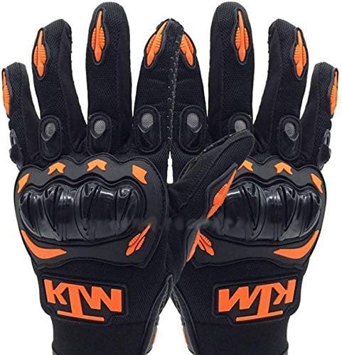 OkaeYa KTM Full Finger Armoured Gloves for Motorcycle/Cycle Riding (Black/Orange, XL)