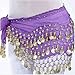 OPCC Belly Dance Hip Skirt Scarf Wrap Belt costume with Rows Gold Coins (purple)