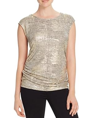 Calvin Klein Womens Metallic Ruched Blouse