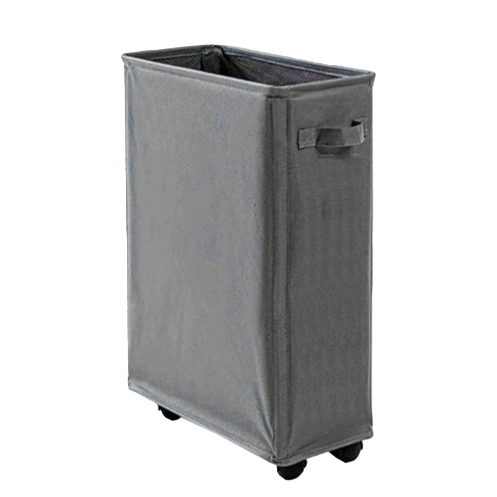 Rolling Slim Laundry Basket Foldable Sorter and Organizer on Wheels Tall Thin Dirty Laundry Hamper Basket Cloth Storage Bin for Household Sundries(Dark Gray)