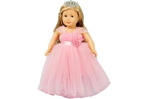 HWD Girls Doll Clothes and Accessories , Princess Costume , Wedding Dress , Party Gown Dress for 18 inch Dolls (Pink)