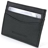 Genuine Leather Minimalist Wallet 7 Card Slots Front Pocket Wallet Card Case Blk