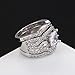 UOKOHO 3 Piece S925 Silver Engagement Rings Set Princess Cut Synthetic Diamond Halo Infinity Wedding Bridal Ring Band for Women Size 10