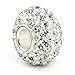 Metal Factory (1 Pc) White Crystal Ball Bead Sterling Silver Charm