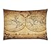 InterestPrint Home Bathroom Decor Vintage World Map Pillowcases Decorative Pillow Cover Case Shams Standard Size for Couch Bed-Brown-20x30 Inch-Polyester Cotton-Sail Ship Ocean Fish