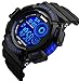 FANMIS Mens Military Multifunction Digital Watches 50M Water Resistant Electronic 7 Color LED Backlight Black Sports Watch (a-Blue)