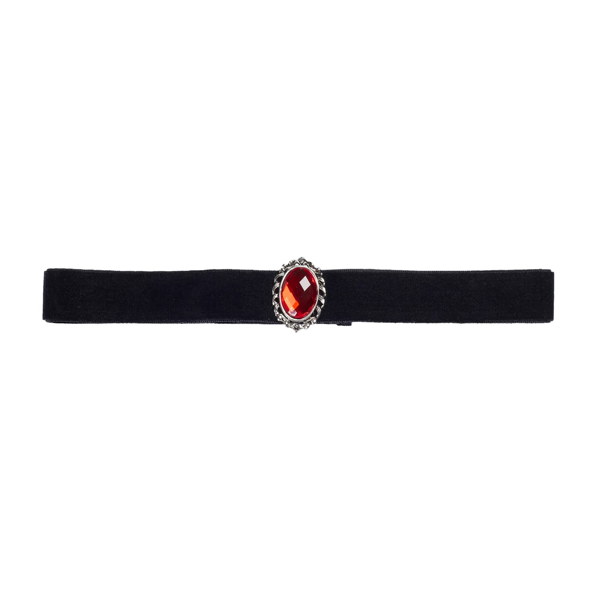 Black Velvet Choker With Red Stone Accessory for Fancy Dress