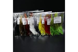 WellieSTR 80pcs/lot 8colors Assorted Rooster Saddle Hackle for Streamer&Woolly Bugger Flies Hybrid Fly Tying Hackle Feather H
