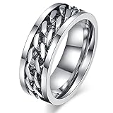 Men's Women's Fashion Stainless Steel Width 8mm Spinner Chain-shaped Ring