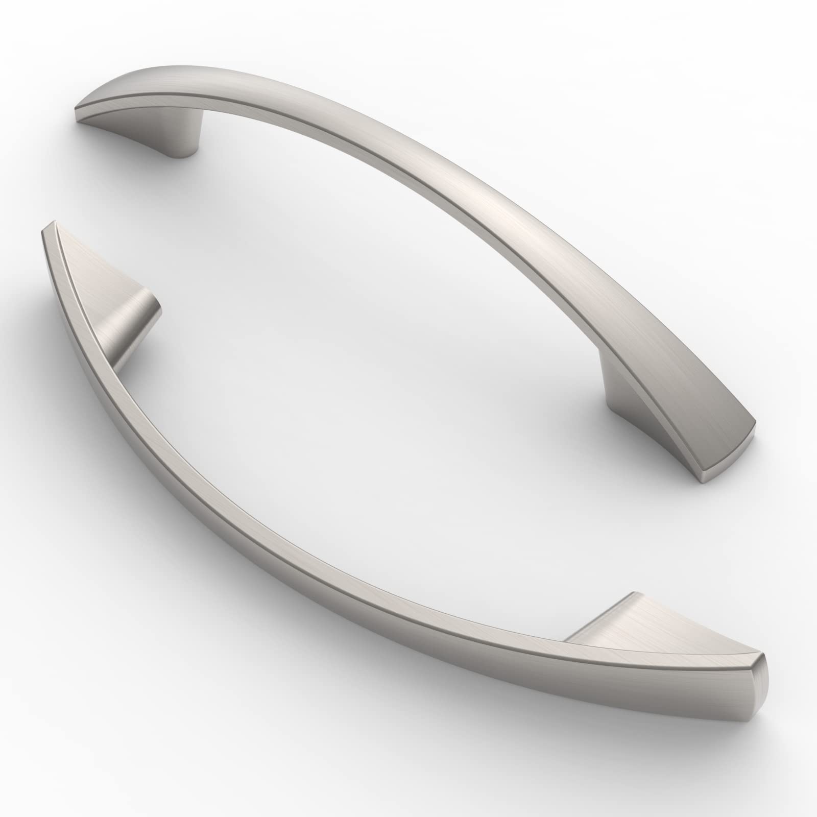 FURNIWARE 10pcs Furniture Handles, 96mm Hole Spacing, Cabinet Handles, Kitchen Handles, Handles, Furniture Drawer Handles,Brushed Nickel