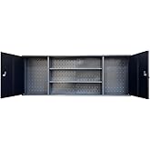 JZD Metal Wall Mount Tool Storage Lockable Garage Cabinet, Black & Grey