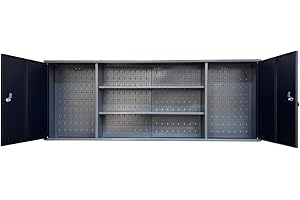 JZD Steel Wall Mounted Tool Storage Lockable Garage Cabinet, Black & Grey