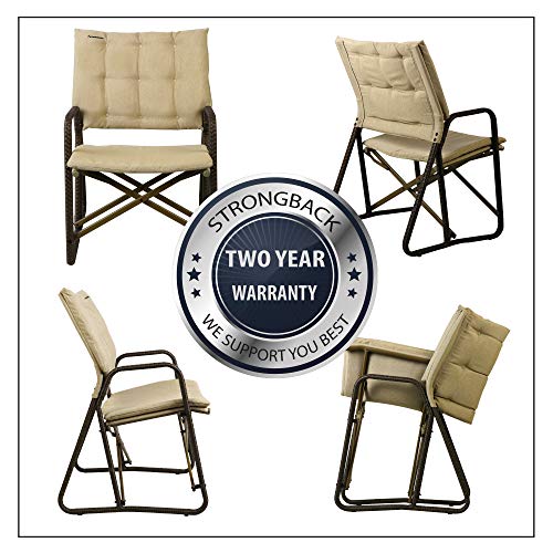 STRONGBACK Patio Chair Folding Lawn Lounge Chair Heavy Duty Outdoor Seat with Lumbar Support 