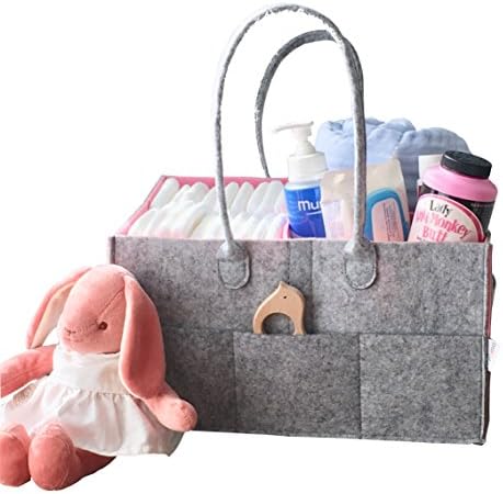 FUMU Baby Diaper Caddy and Home and Car Organizer, Removable Pink dividers.