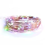 Lights Strings, LTROP 33ft 100 LED Solar Powered Copper Wire String Lights, Waterproof Rope Light for Seasonal Decorative Christmas Holiday, Wedding, Party- Multi Color