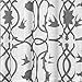 3 Piece Sheer Window Curtain Set: Botanical Design, 2 Tiers, 1 Valance (Gray and White)