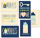 36 Pack House Warming Congratulations On Your New Home Greeting Cards, 6 Unique Style Designs, Bulk Box Set Variety Assortment, Envelopes Included, 4 x 6 Inches