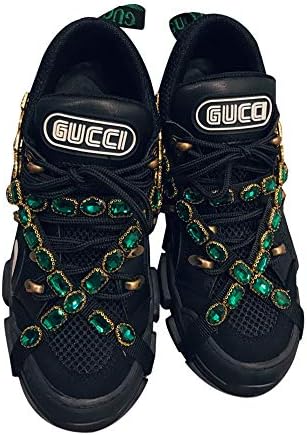 yuanwei119 Womens Flashtrek Sneaker with Removable Crystals GG Fashion Leather Sneakers 537133