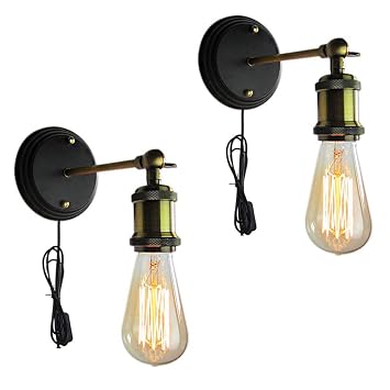 Hzan Vintage Industrie Wandleuchte Edison Lampe Wandlampe Mit