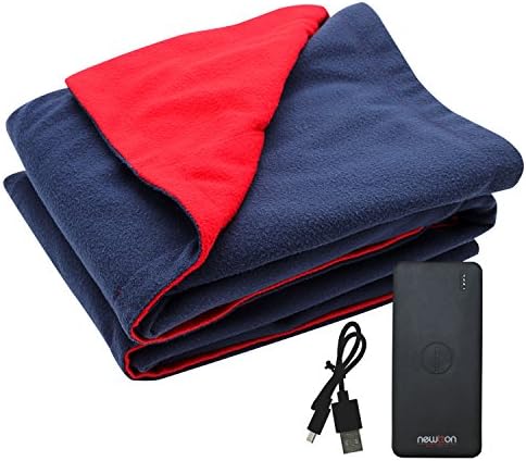 USB Heated Fleece Blanket With Heating Pad Plus Phone Charger Power Bank To Keep You Warm Outdoors