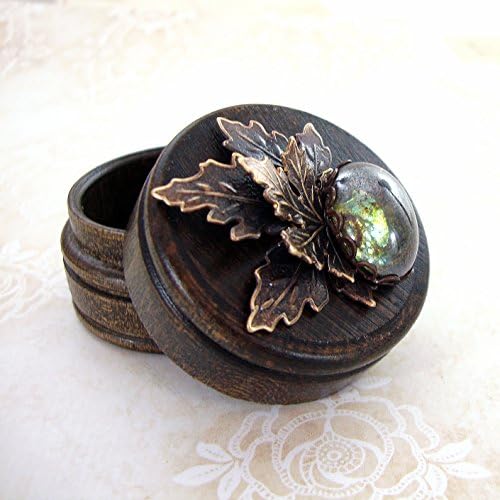 Tiny Rustic Woodland Trinket Box made with Hand-Oxidized Brass and Czech Glass