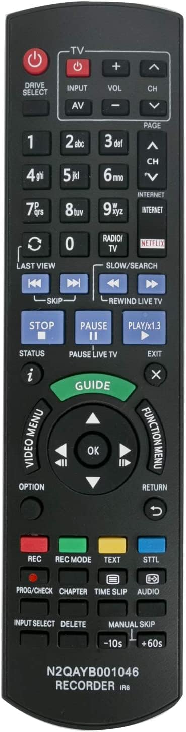 N2QAYB001046 Sub N2QAYB000759 New Replacement Remote Control fit for Panasonic Blu-ray DVD Player Recorder DMR-BWT720 DMR-BST820 DMR-BST720 DMR-BST721 DMR-PWT550 DMR-BWT750 DMR-BWT750GL DMR-BWT735
