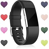 Wepro Replacement Bands for Fitbit Charge 2 HR, Black For Fitbit Charge2 Wristbands, Large
