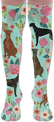 Greyhound Floral Cute Dog Mint Vintage Long Socks Women Cute Cat Cartoon Socks Over Knee High Boots Long Socks For Girls