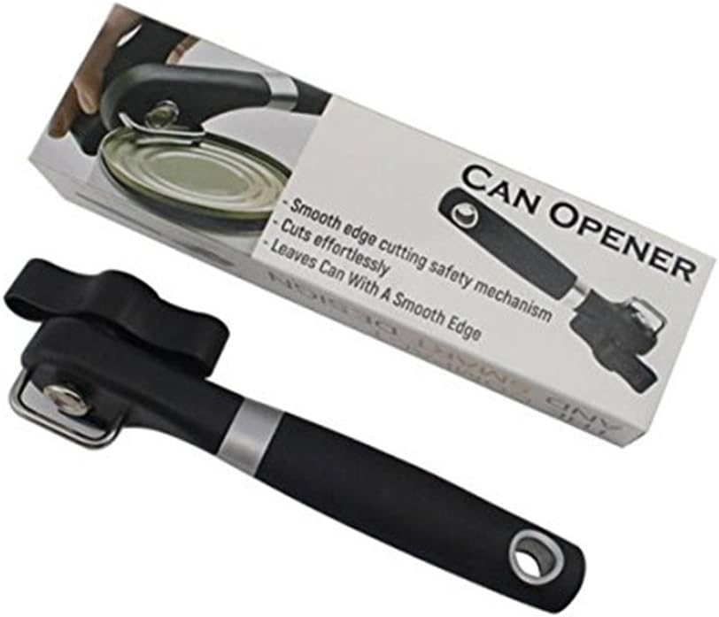 Safe Cut Can Opener-Smooth Edge Can Opener -Safety Feature Prevents Sharp Edges and Cuts Ergonomic Soft Grips Handle Food Grade Stainless Steel