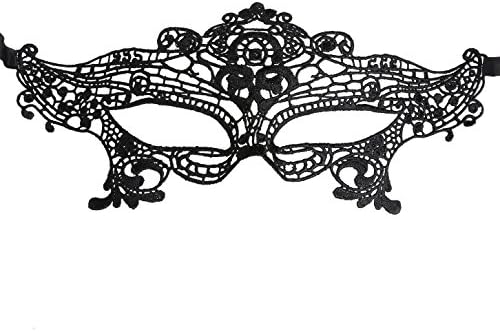 WHMING Women Girl Sexy Lace Eyemask Eye Mask for Halloween Masquerade Party Black, black