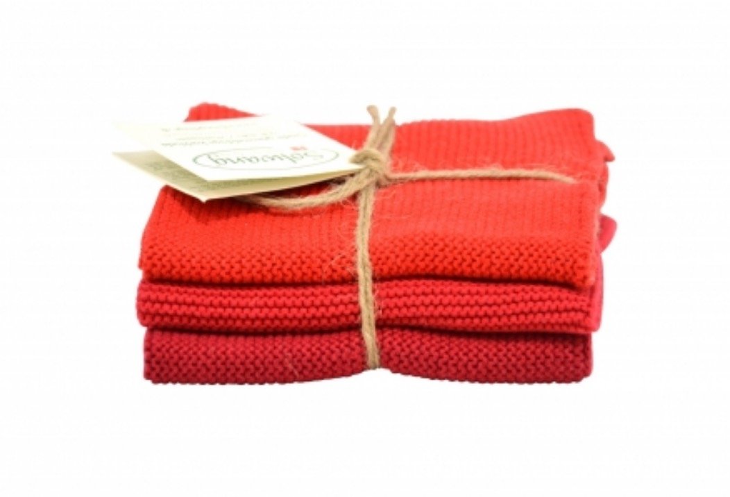 Solwang 767778 Cleaning Cloths Set of 3 Light Medium Dark Red