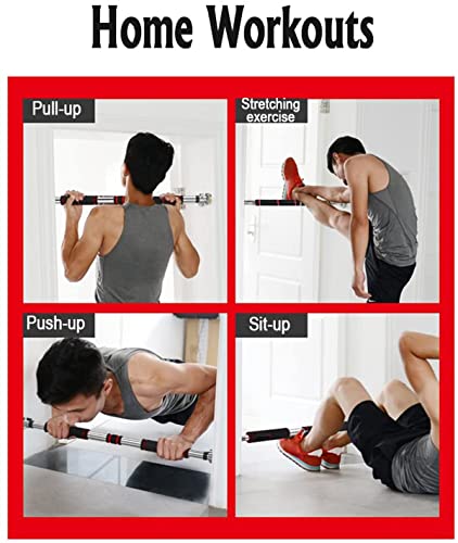 Nyganmelloz Doorway Pull Up Bar with No Screw Installation,Chrome Steel Pull Up Adjustable Gym Bar With Cushioned Grip (83-130 Cm)