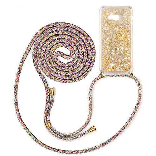Mobile Phone Chain Mobile Phone Case with Strap for Samsung Galaxy A5 2017 A520 Glitter Fashion Creative Design Liquid Moving Quicksand Transparent Case with Cord for Hanging