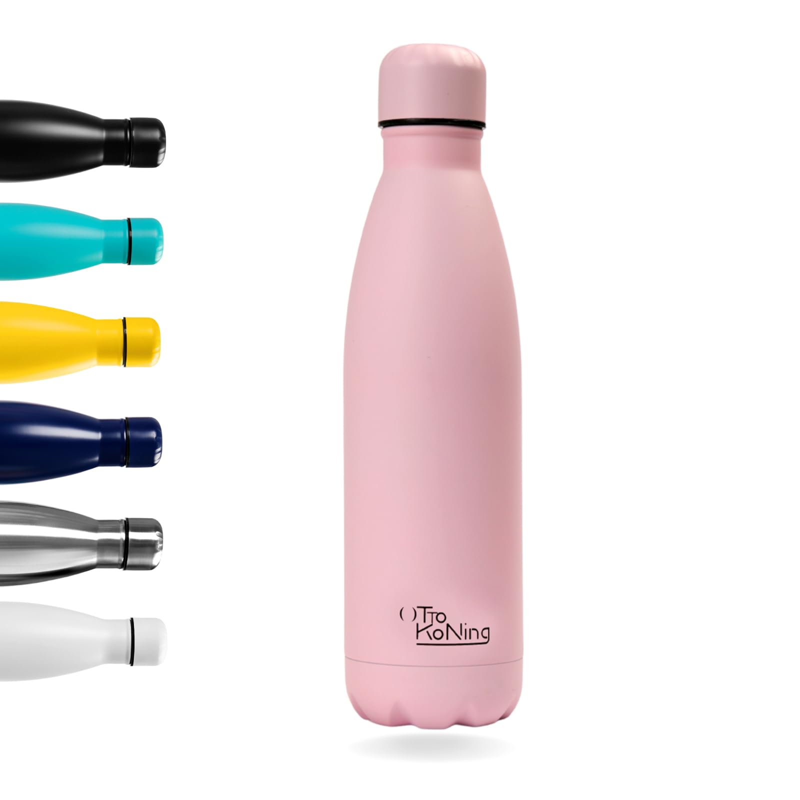 Water Bottle Otto Koning 500ml - Stainless Steel Vacuum Insulated Flask - Keeps Cold 24h / Hot 12h - Leak Proof, BPA Free & Scratch Resistant Metal Drinks Bottle for Gym, Office & Travel