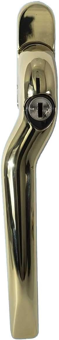 The Venetian Slimline Espag Window Handle in Polished Brass - Low Profile Design so can be Used Behind Window Blinds (Left Hand)