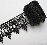 5 Yard Polyester Crochet Lace Edge Trim Ribbon 5 cm Width Vintage Style Black Edging Trimmings Fabric Embroidered Applique Sewing Craft Wedding Dress Embellishment DIY Decor Clothes Embroidery
