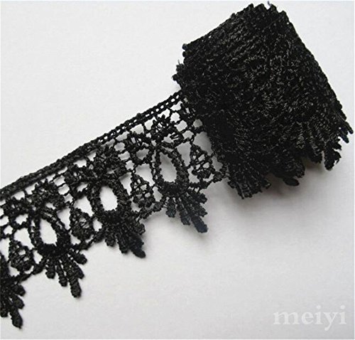 5 Yard Polyester Crochet Lace Edge Trim Ribbon 5 cm Width Vintage Style Black Edging Trimmings Fabric Embroidered Applique Sewing Craft Wedding Dress Embellishment DIY Decor Clothes Embroidery