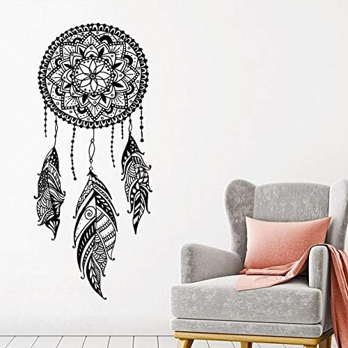 HTIYZMM Dream Catcher Wall Decal Feathers Night Symbol Wall Sticker Home Bedroom Decor Indian Mandala Bohemian Design Wall Mural AY1450615 blue-42x98cm