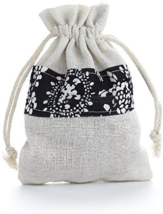 INSANEY 10pcs 4x5Inch Double Drawstring Cotton Linen Jute Cloth Sack Muslin Bags Jewelry Pouch Reusable Bags Tea Bags Souvenir Gift Bag (Blue flower)