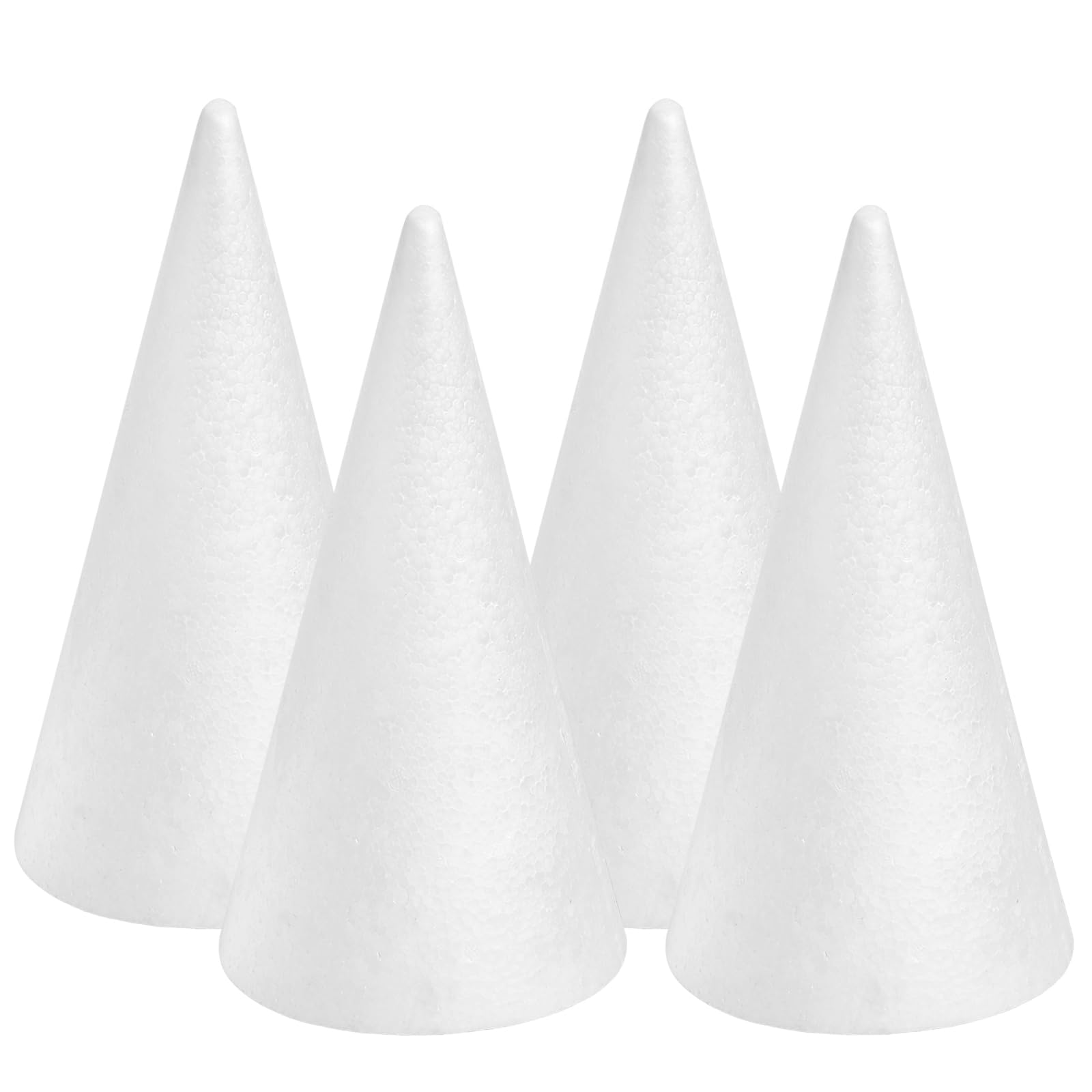 Photo 1 of FFchuanhe 4-Pack Foam Cones for Crafts, Foam Trees Cones (7×11.4 Inch) for Holiday Decorations, Christmas, DIY Projects, Table Centerpieces.
