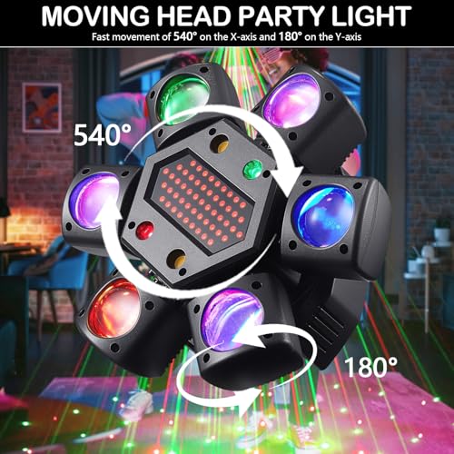 DMX512 LED Beam Head Mobile Stage Light, RGB LED Disco Light with Remote Control, DMX512 Rotating Head Lights for Disco Bars Club Wedding Christmas Light Games