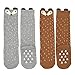 Shorven Baby Kids Cotton Socks Knee High Long Socks Anti Skid With Grips 2 Packs Grey & Orange Fox S