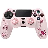 Cat Among Blossoming Branches Design Controller Skin Cover with 2 Thumb Grips Compatible with PS4/Playstation 4 Slim/Pro Controller
