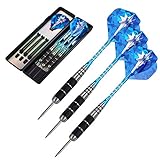 ANSOWNY Darts Steel Tip Set Professional, Steel tip Darts pro 22/26 Grams with Case, Aluminum Shafts and Black Coated Metal Barrels - 3 Pack